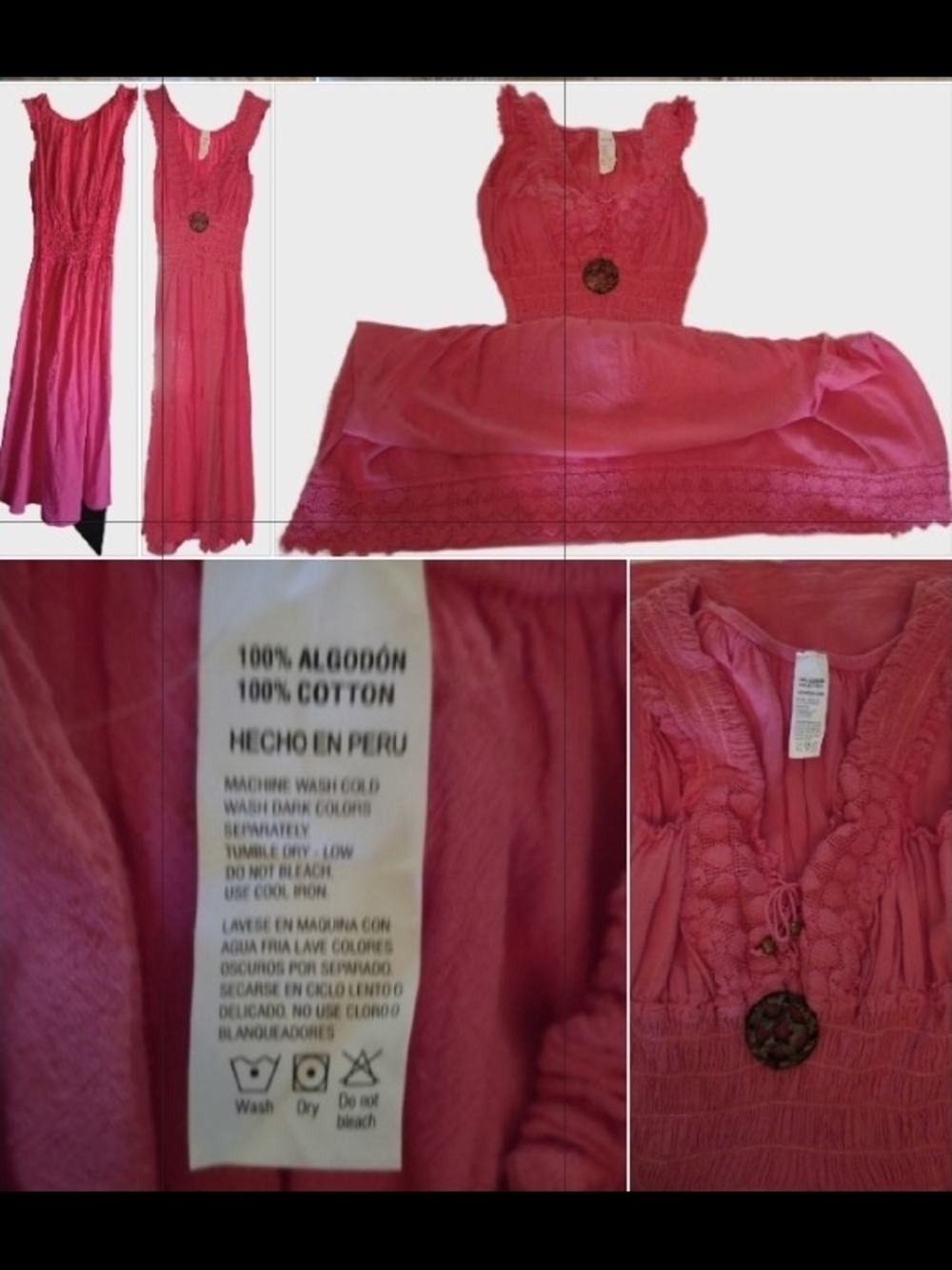 Lowest .. Pink Cotton Maxi Dress with Decorative Button